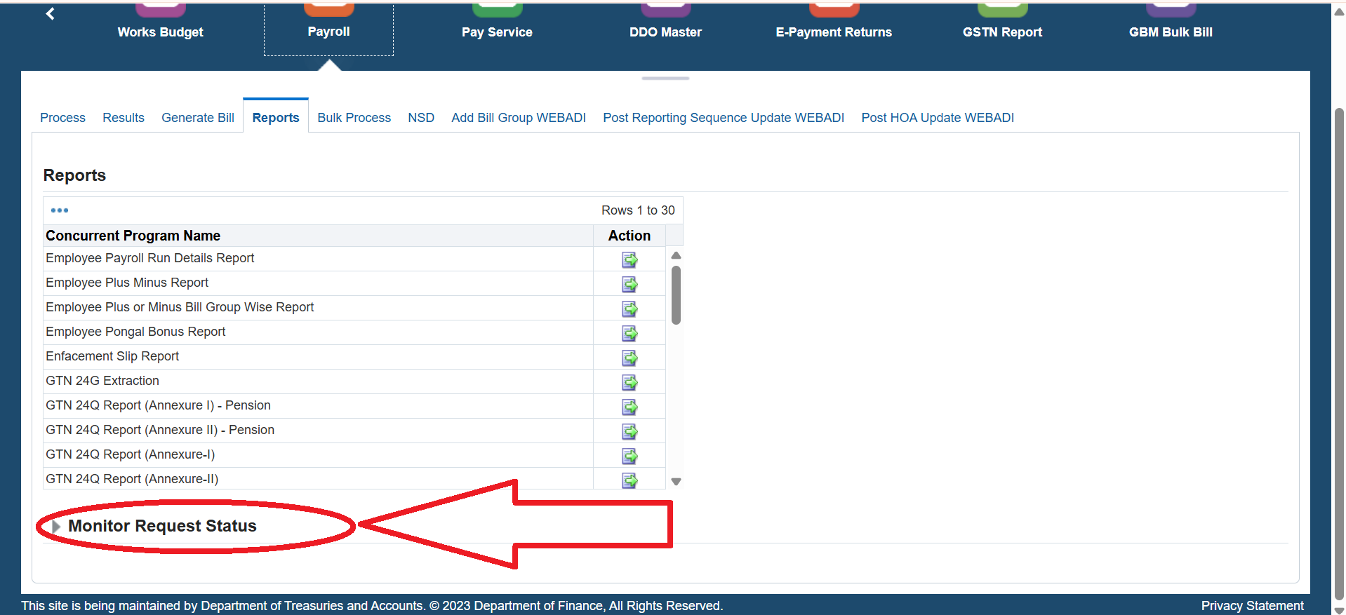 IFHRMS Monitor Request Status