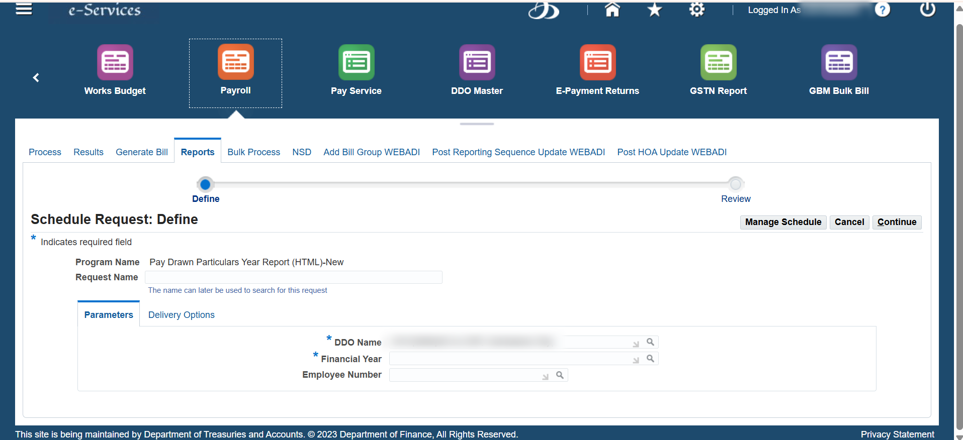 IFHRMS Schedule Request